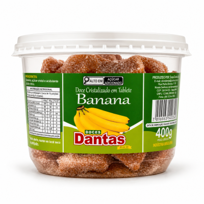 Doce Cristalizado em Tablete - Banana – 12x400g